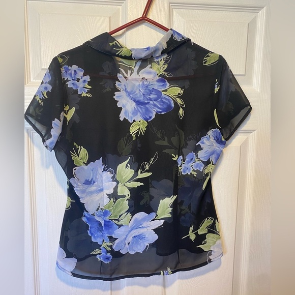 Emma James Floral Sheer Blouse Size Medium - Picture 4 of 6